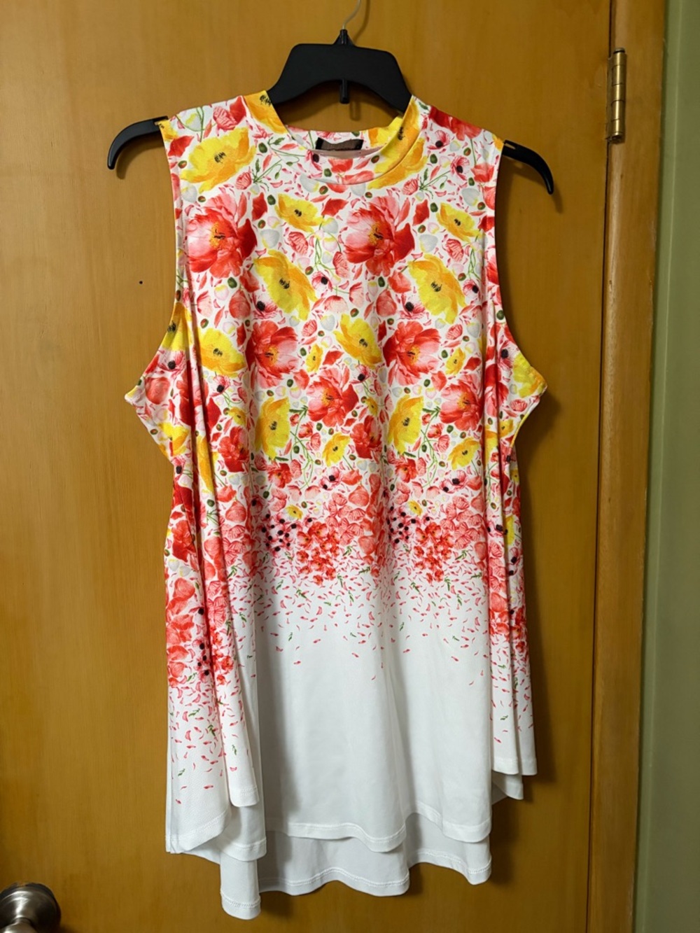 Lane Bryant White sleeveless tunic Top with Yellow & Coral Floral Print